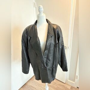 Andrew Marc Crocodile-Embossed Leather Jacket